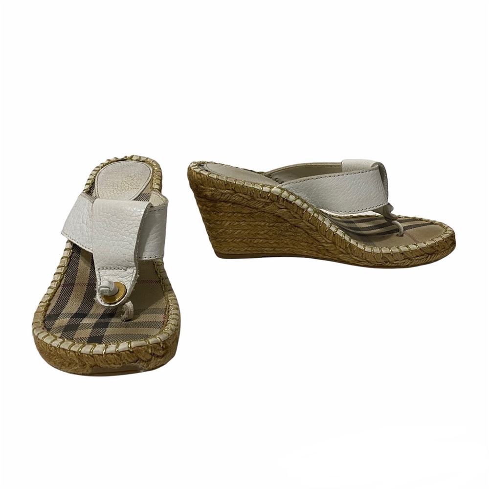 Burberry Nova Check Espadrille Wedge Thong Sandal - Picture 1 of 11